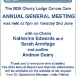 Cherry Lodge Cancer Care 2026 AGM and 2025 Annual Report and financial summary