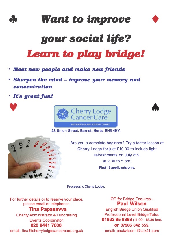 Learn to Play Bridge at Cherry Lodge